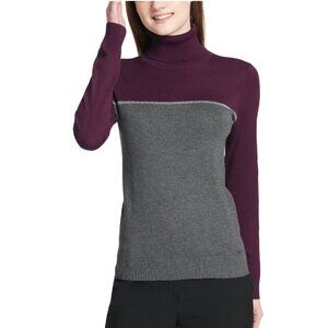CALVIN KLEIN Colorblocked Yoke Turtleneck Sweater
